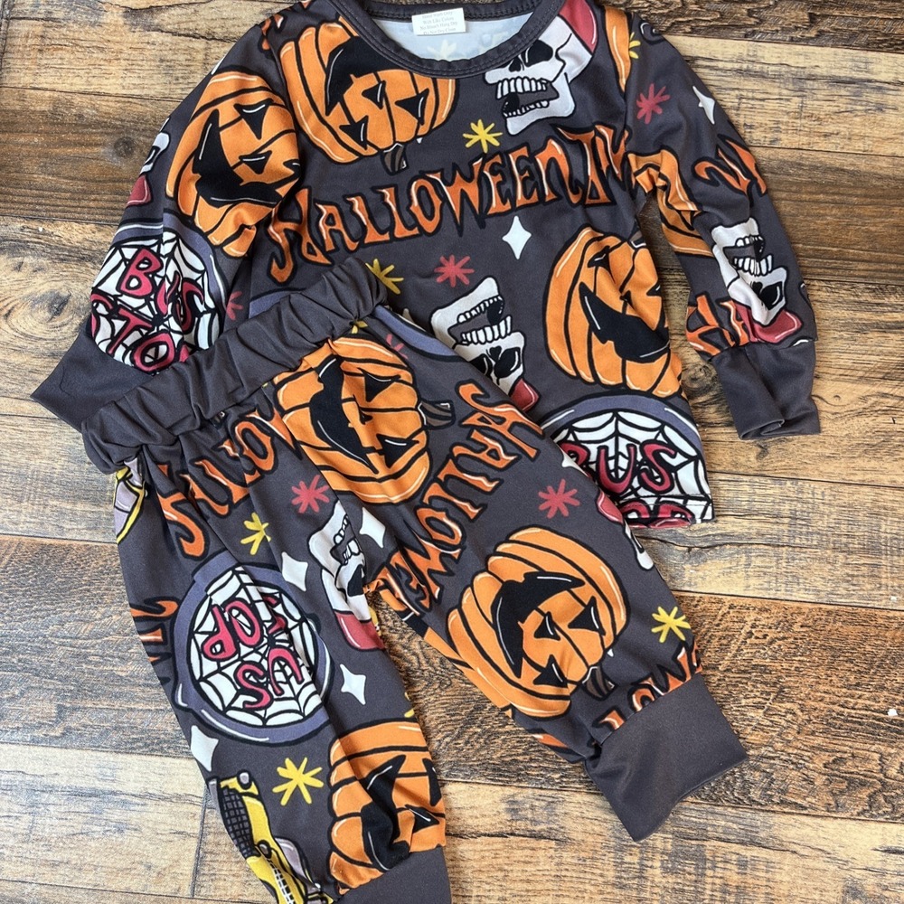 Boutique Halloween Outfit Unisex Baby 0-3m Skulls‎ Pumpkins Spooky